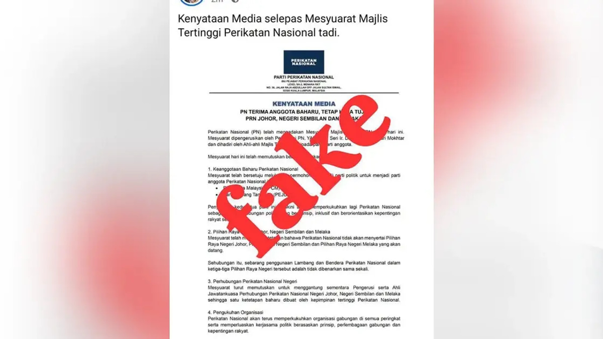 Perikatan Nasional Denies False Claims Over State Election Participation