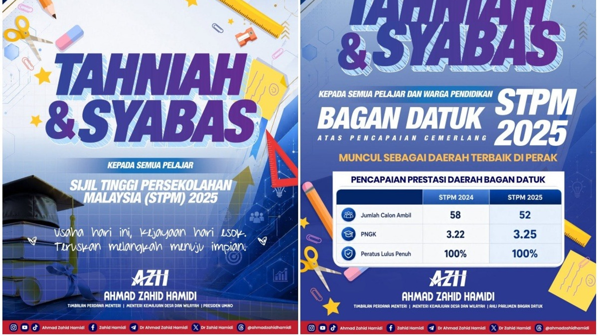 Bagan Datuk Tops Perak in STPM 2025, DPM Ahmad Zahid Hails Excellence