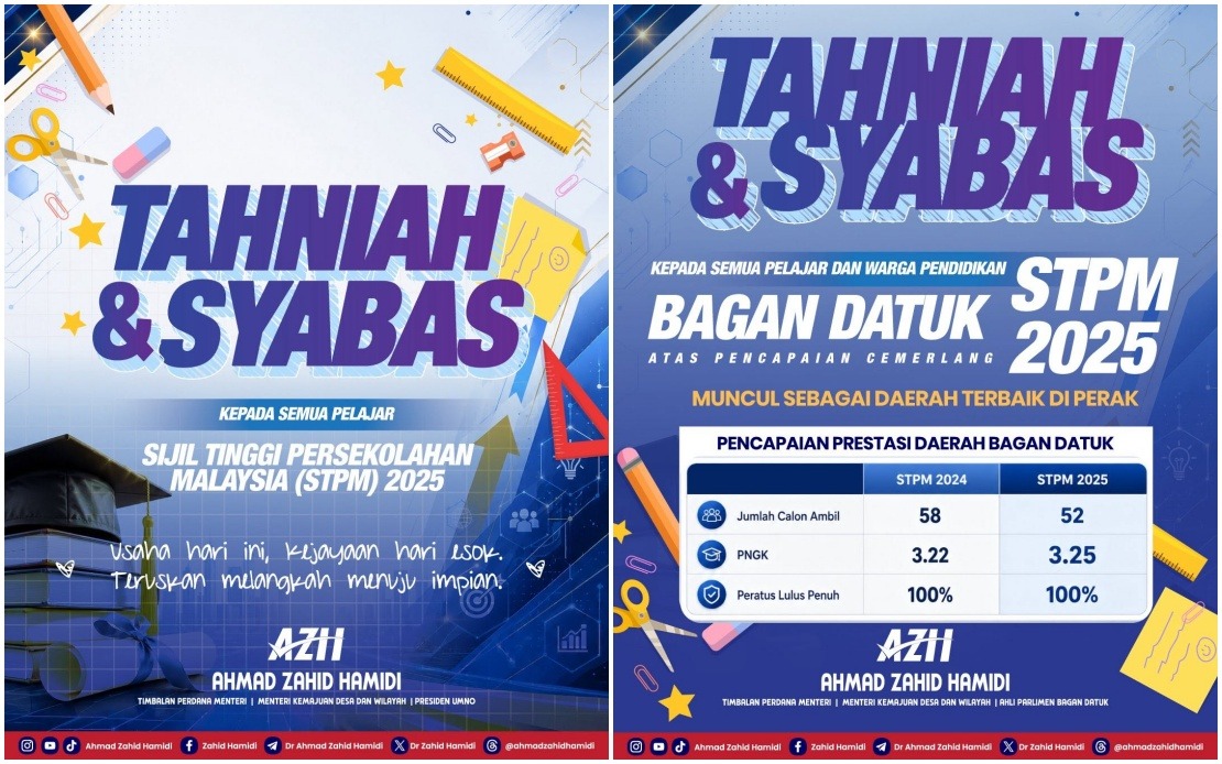 Bagan Datuk Tops Perak in STPM 2025, DPM Ahmad Zahid Hails Excellence